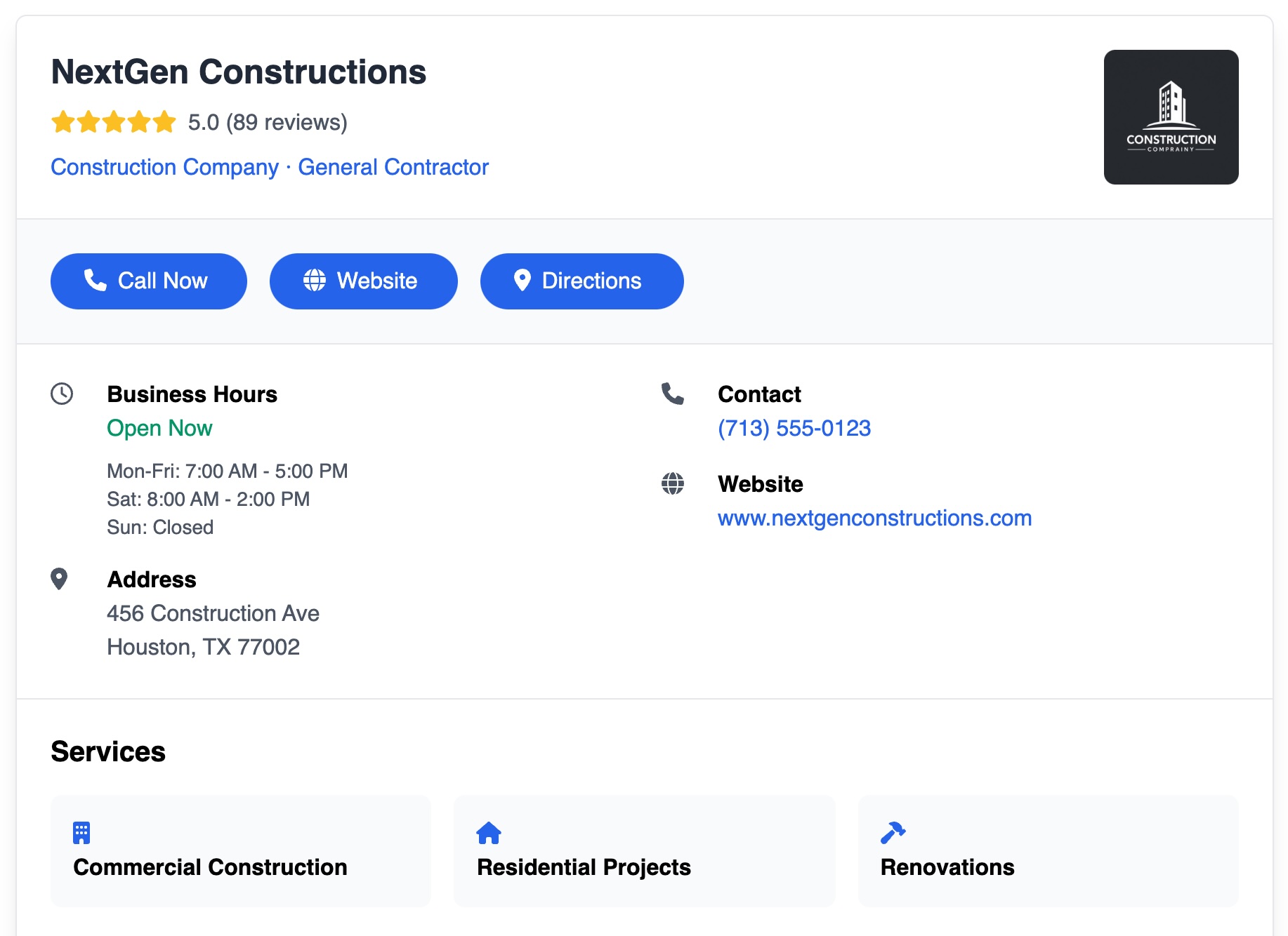 Screenshot of Business Listings