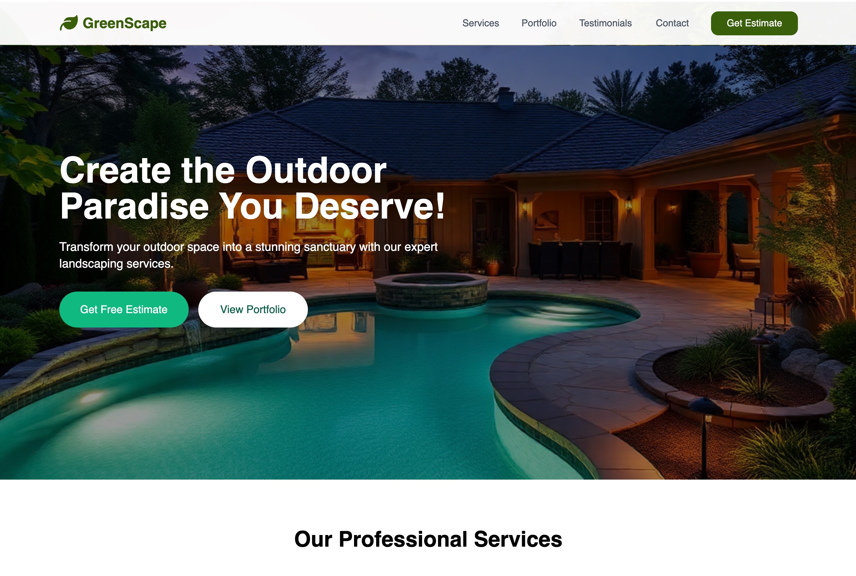 Screenshot of Managed Website